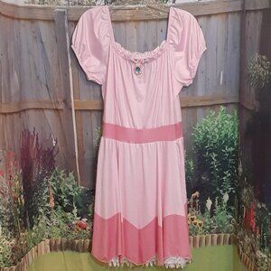 Women's Halloween Puff Sleeve Pink Princess Dress XXL